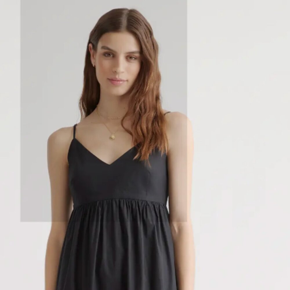 Quince Women's 100% Organic Cotton Sleeveless Maxi Dress Black M